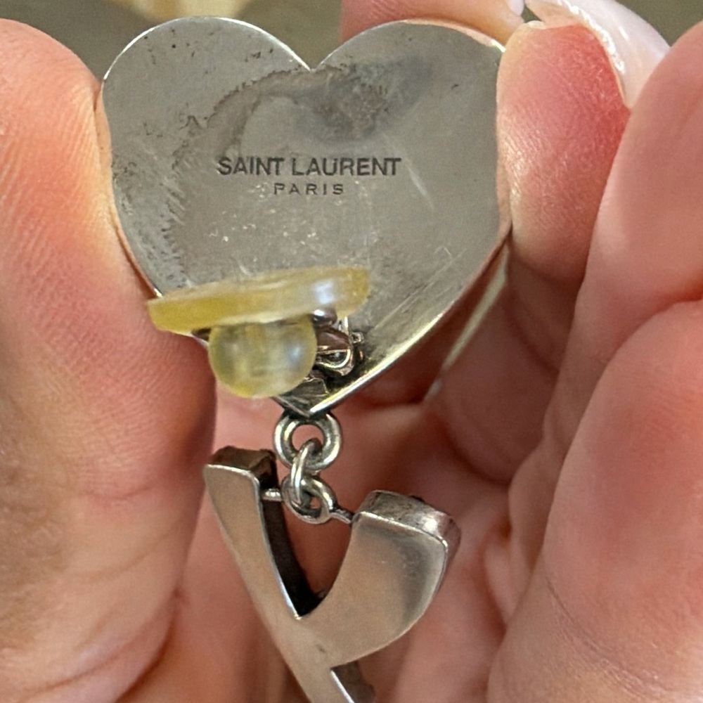 YSL Silver Heart Clip-On Earrings - Picture 4 of 5